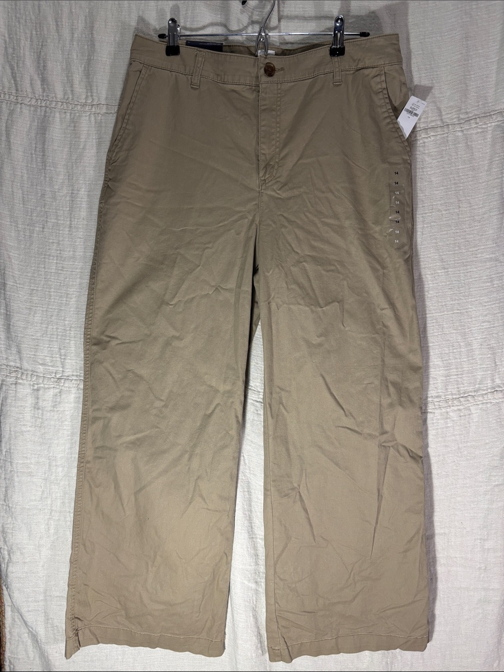 NWT GAP High Rise Girlfriend Khaki Wide Leg Pants Stretch Size 14